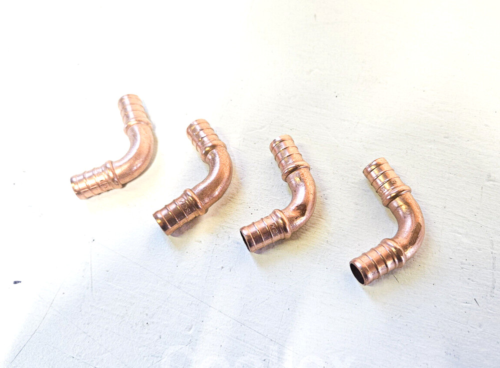 (4)  1/2" x 1/2" PEX Elbows - Copper Crimp Fitting USA 642X2 Sioux Chief