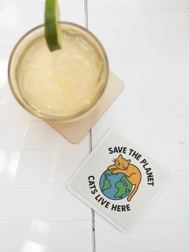 Handmade Coaster: Reduce, Reuse, ♻️, Meow