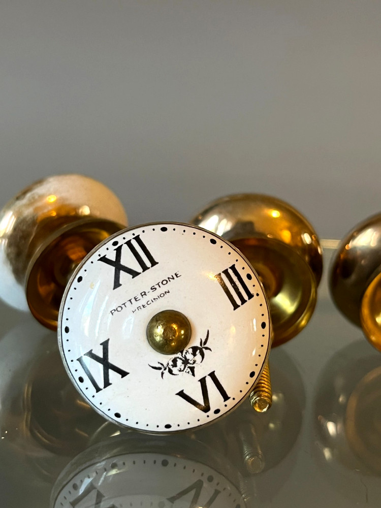 Vintage Clock Face Cupboard Knobs set of four