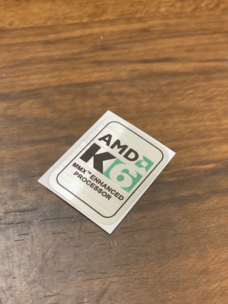 AMD K6 MMX Enhanced Processor Computer Case Badge FLAT Sticker Retro 586 PC