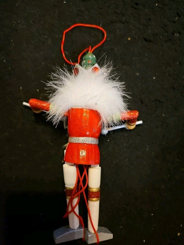 Wooden Pull String Puppet Nutcracker Christmas Ornament 6"