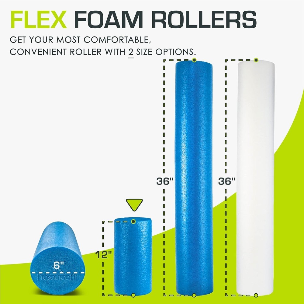 Flex Foam Rollers & Half-Round Foam Rollers 12” & 36” for Muscle Massage, Phy...