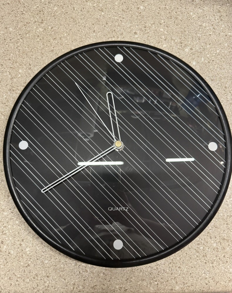 Postmodern Diagonal Pin Stripe Wall Clock by Baker Hart & Stuart