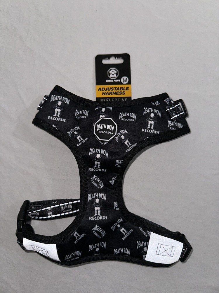 Fresh Pawz Death Row Records Reflective Adjustable Dog Harness Medium NWT!