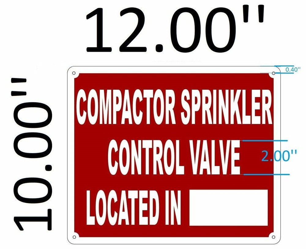 COMPACTOR ROOM CONTROL VALVE SIGN ( Reflective, Aluminium 10x12 )-REF24-1027