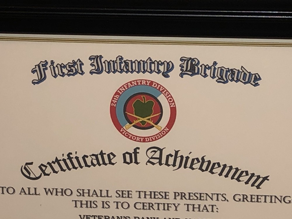 1ST INFANTRY BRIGADE / 24TH INFANTRY DIVISION (COMMEMORATIVE CERTIFICATE)