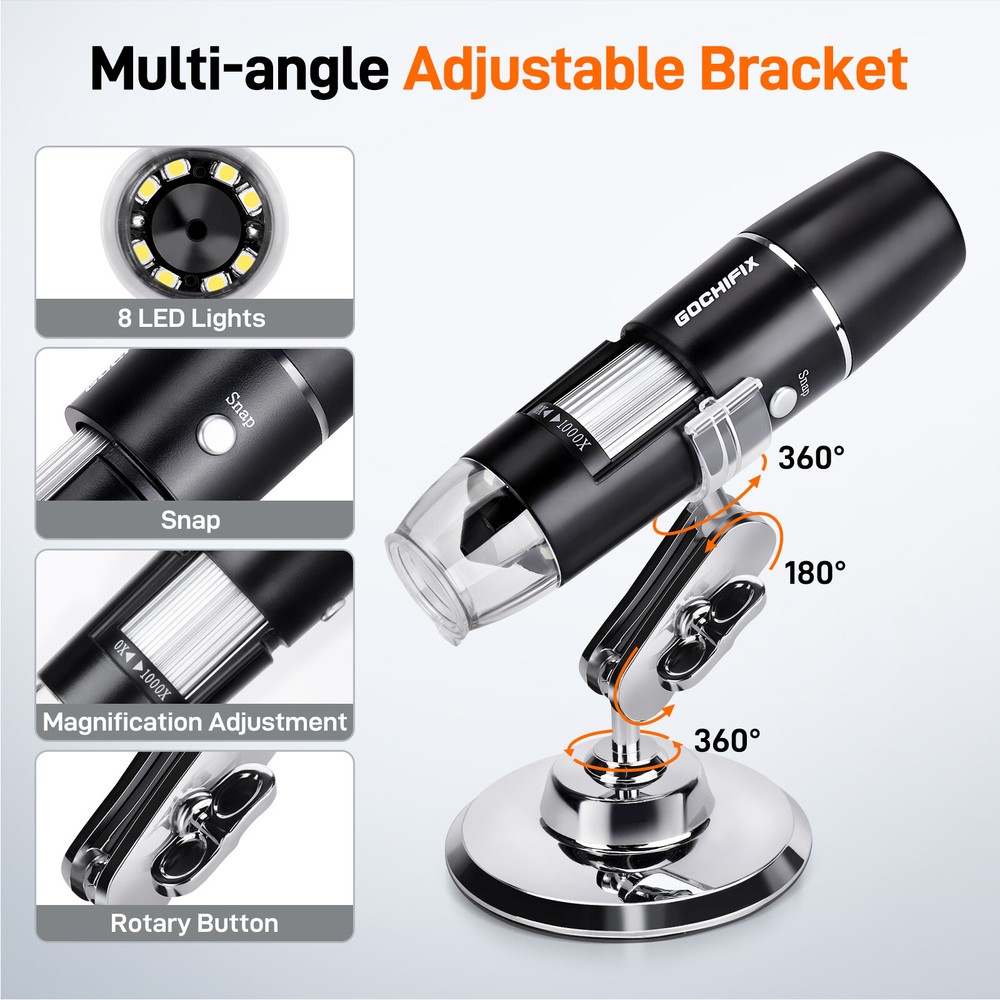 Handheld WiFi 50-1000X Magnification USB Digital Microscope Wireless with Stand