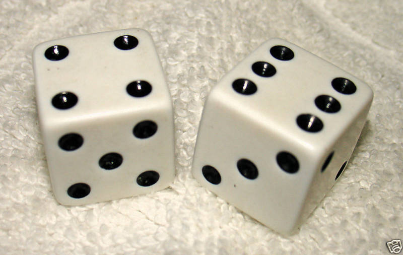 LARGE 3/4" SQUARE WHITE DICE PAIR