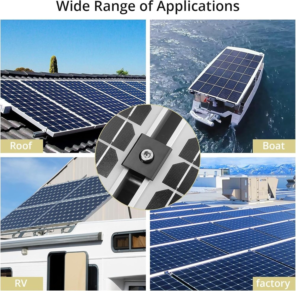 Complete 10pcs Solar Panel Mid Clamp Set - Lightweight and Corrosion-Resistant