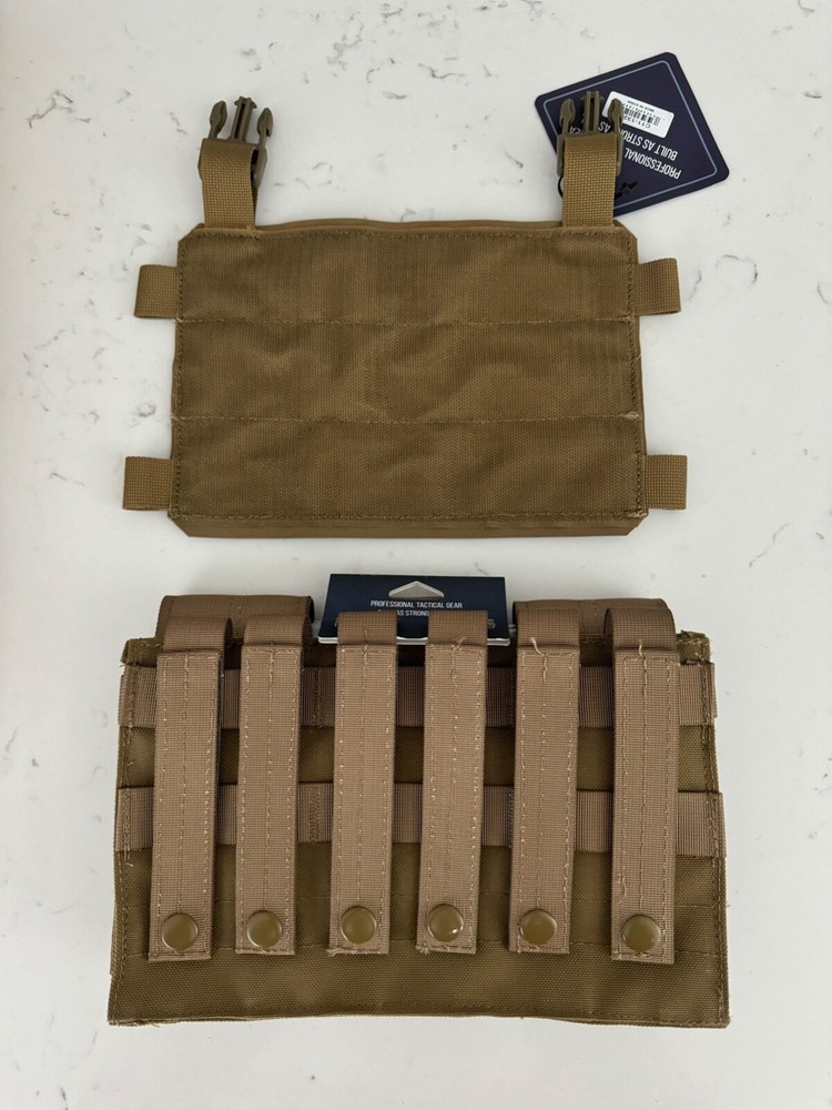 Code 11 Molle Triple Magazine Pouch & Placard Panel Set Coyote Brown/Tan (NWT)