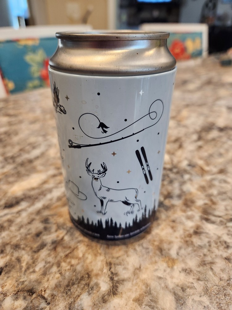 Yeti Blue Short Empty Stash Beer Can False Top Hide A Key & Sticker Camping