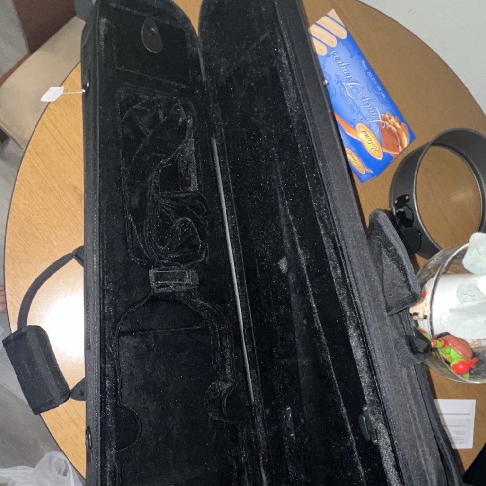 MAX Violin Hard Case Black Fabric Carry Strap Handle