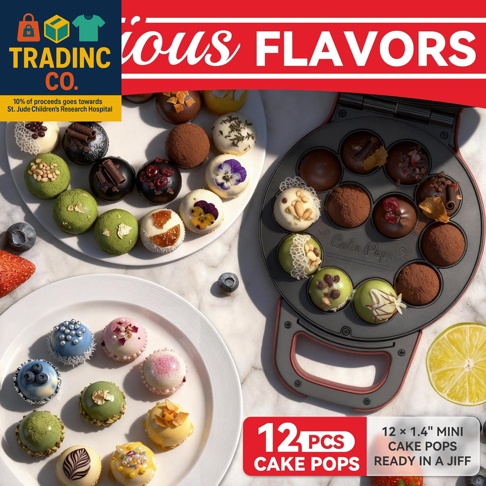 Flip Cake Pop Maker Machine with Ceramic Coating, Make 12 X 1.4 Inch Cake Pops,