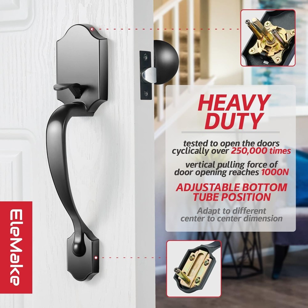 Door Handle Sets Double Front Door Handle Set With Door Knobs Matte Black Double