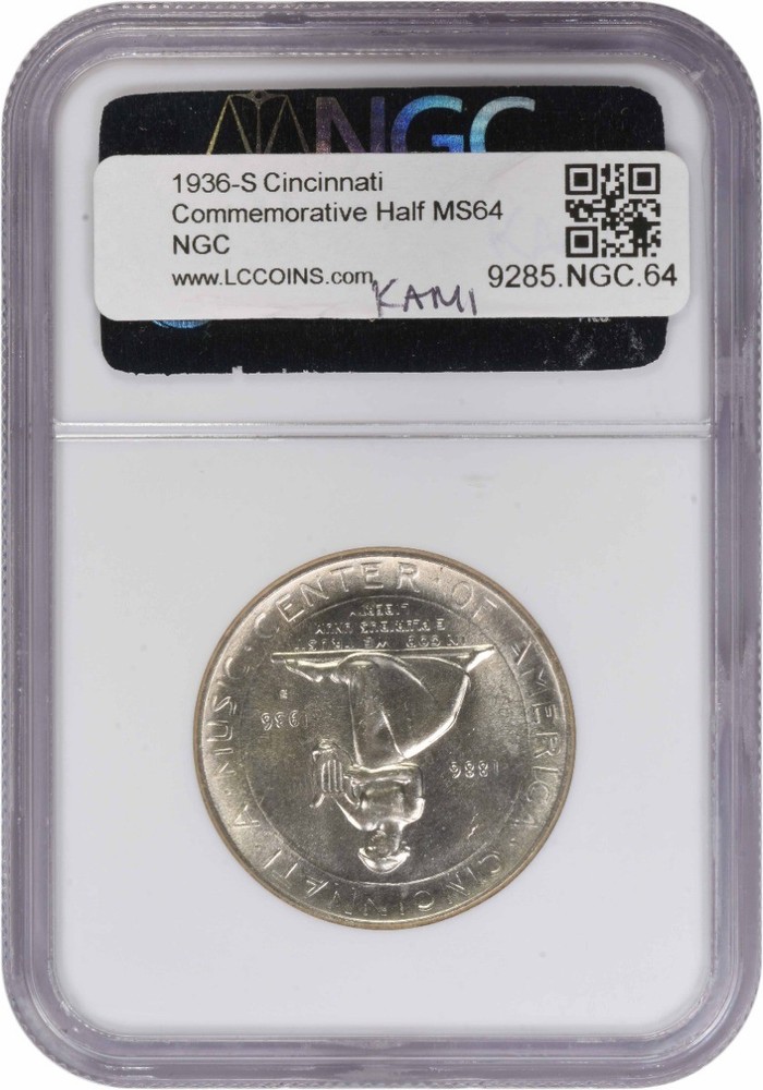 Cincinnati Commemorative Silver Half Dollar 1936-S MS64 NGC