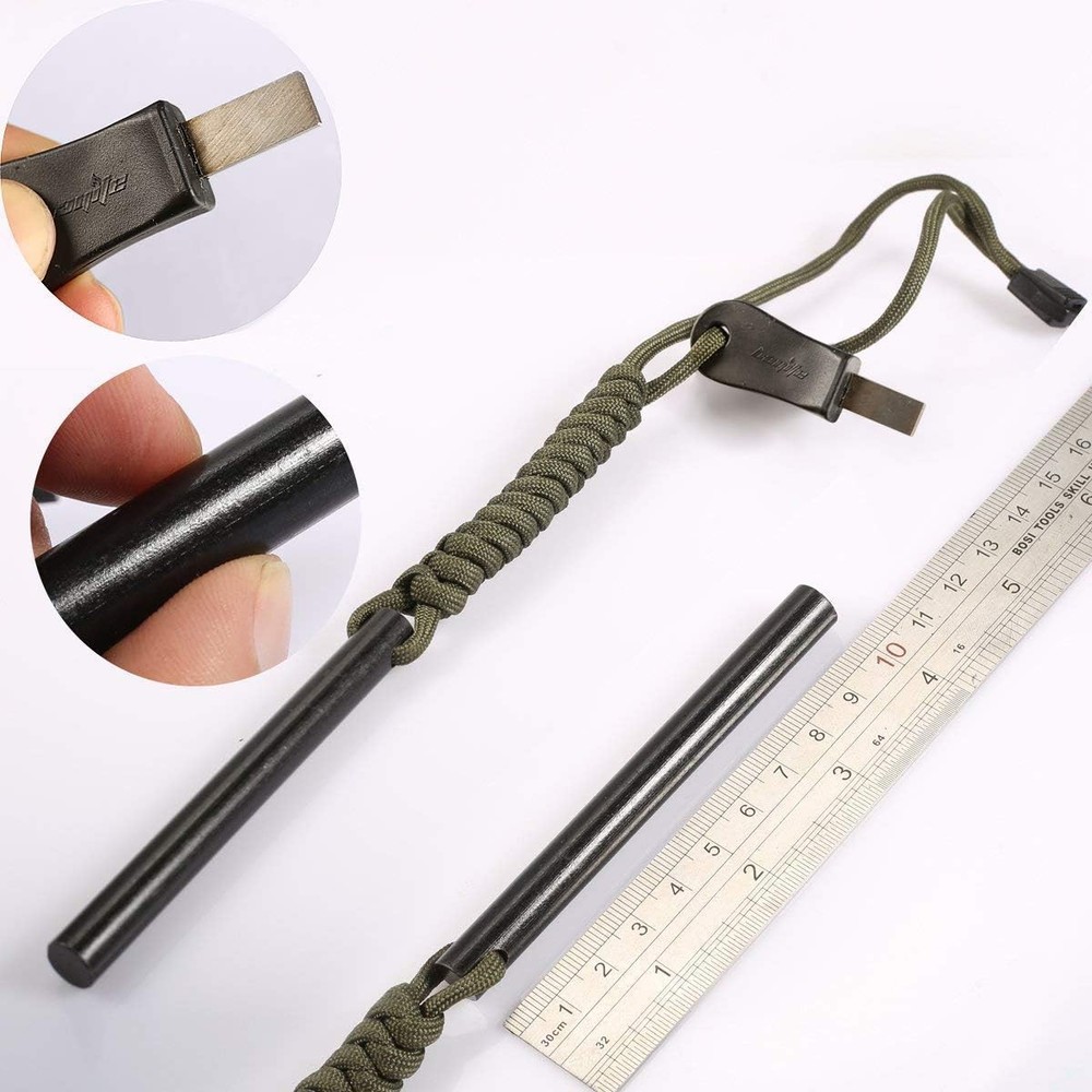 4 Inch Ferro Rod Fire Starter with Striker Paracord Handle
