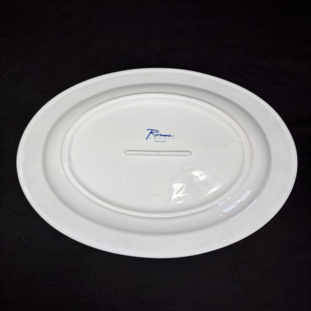 Serving Platter Elliot Bay Pattern White With Blue Seashell Fish & Trim 15”