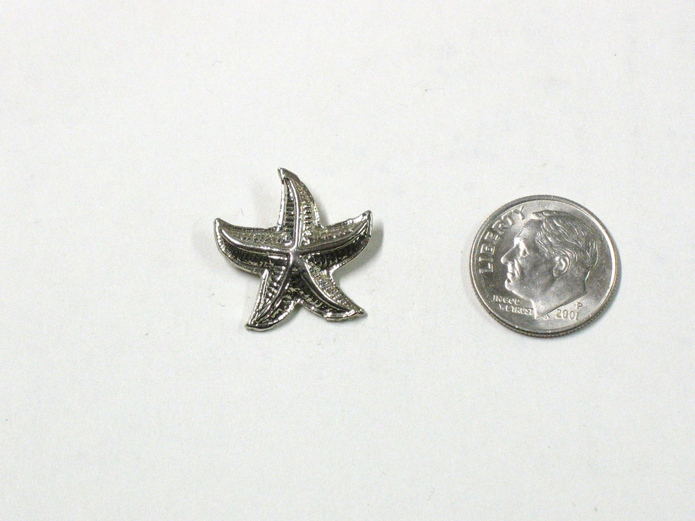 Vintage Silver Tone Starfish Lapel Hat Pinback
