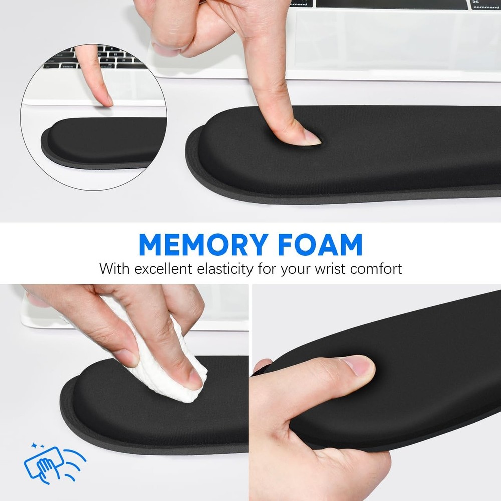 Keyboard Wrist Rest Pad 2 Pack, Memory Foam Computer Keyboard Pad, Easy Typin...