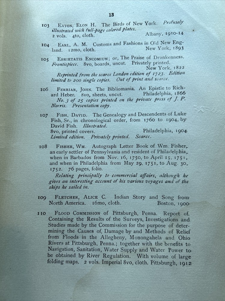 Henkels Catalog: E. G. Blaisdell Collection- October 1923