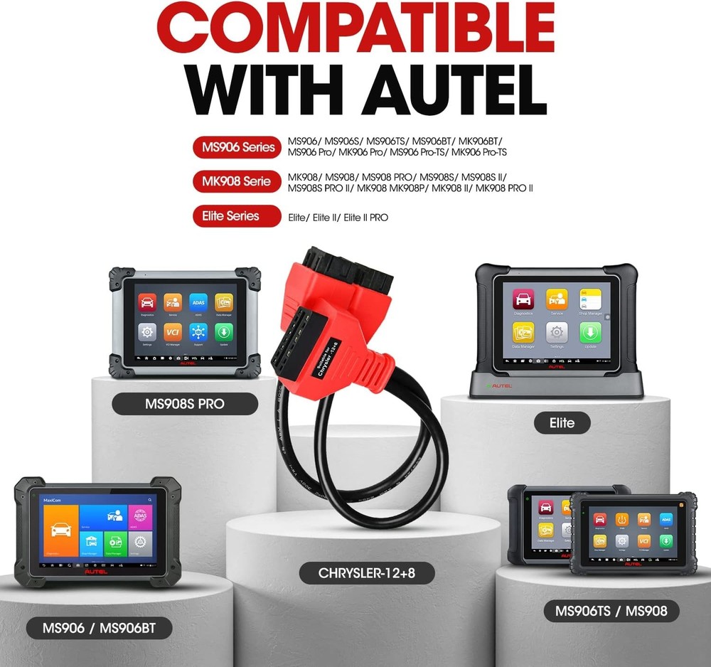 Autel Original OBD2 Adapter for Chrysler 12+8 Programming Cable Black