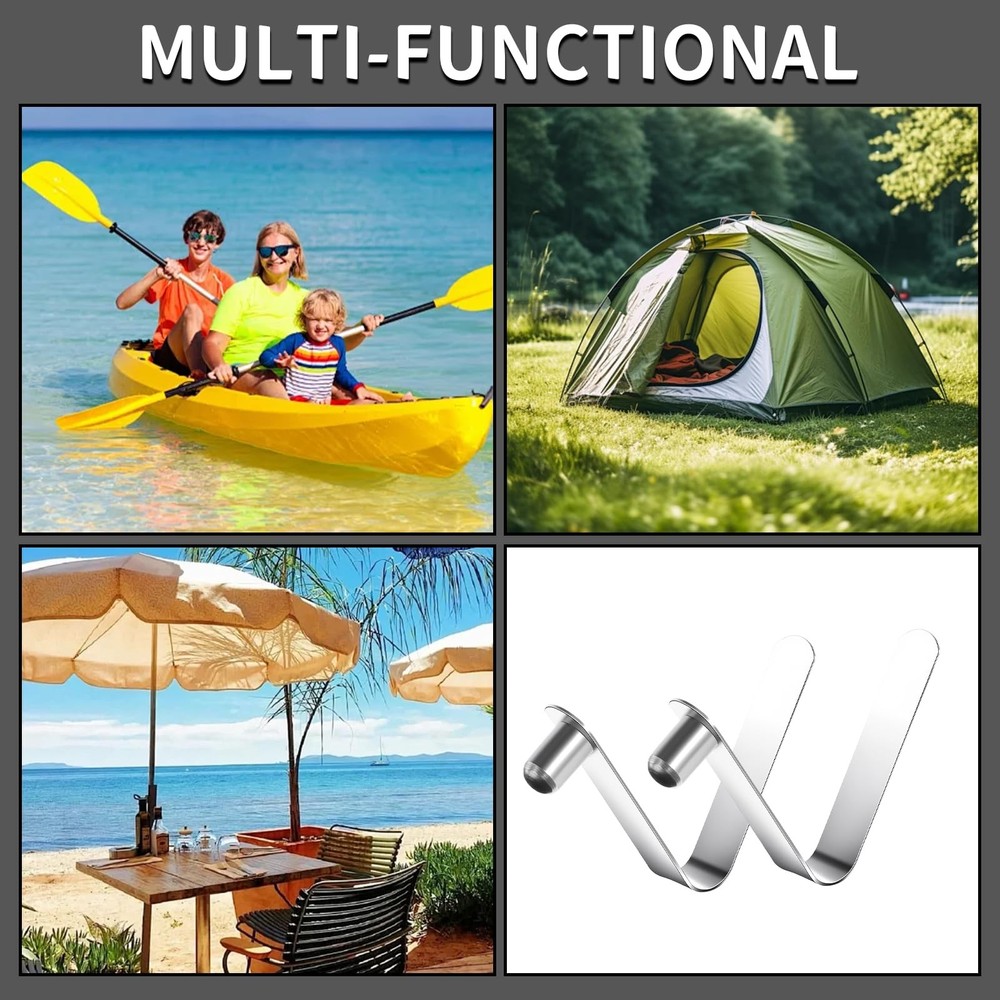 8 Pieces Paddle Spring Snap Clips - Tent Pole Clips, Small, Silver