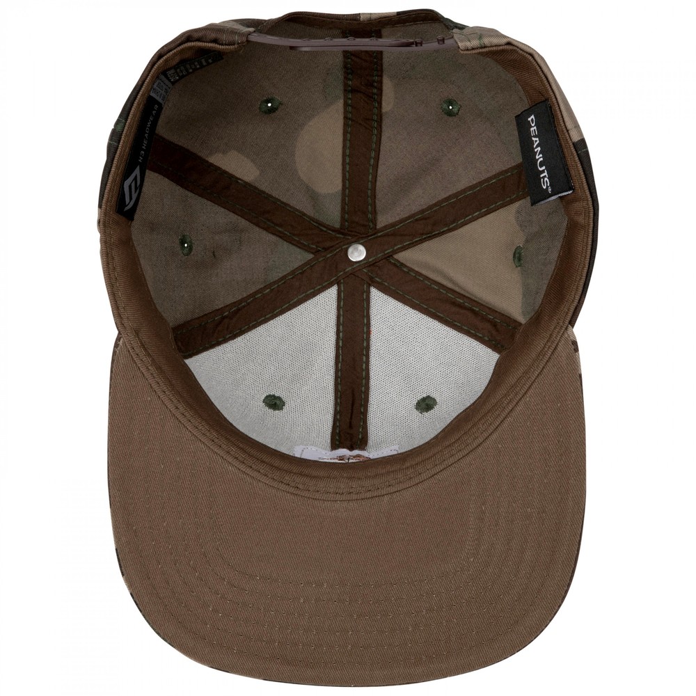Peanuts Camo Snoopy Adjustable Flat Bill Hat Multi-Color