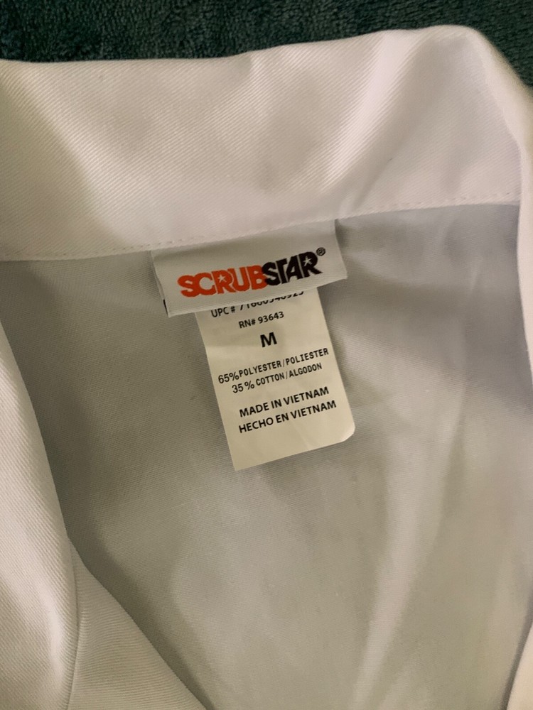 Scrubstar Antimicrobial White Lab Coat Unisex M