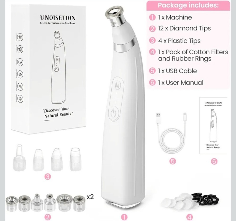 Diamond Microdermabrasion Handheld Machine, 3-Level Suction, Professional Sealed