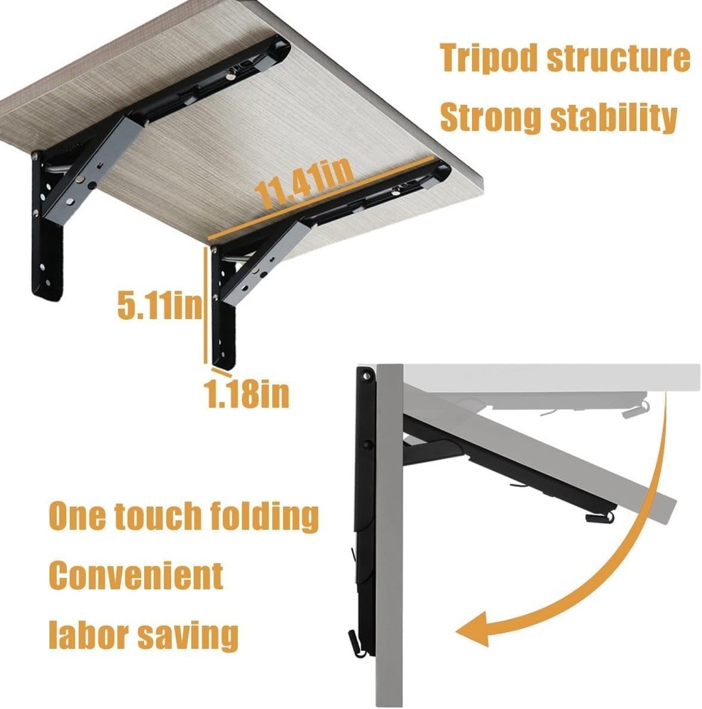 Wall Table Fold Down Hinge,90 Degree Self-Locking Folding Hinge,Save Space Drop