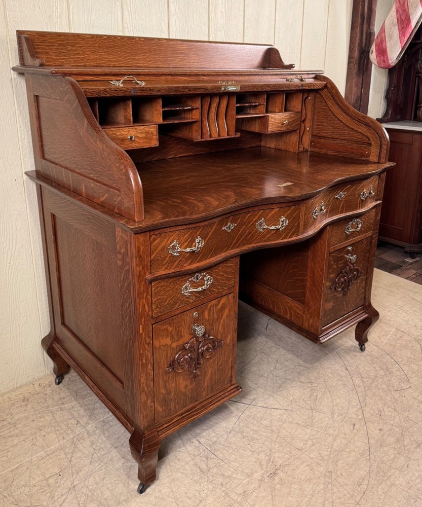 Antique Oak Macey's Roll Top Desk