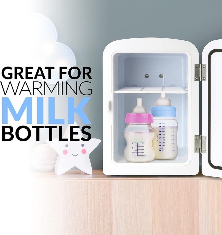 Chic 6-Can Retro Mini Fridge & Heater - Versatile Cooling & Warming Solution