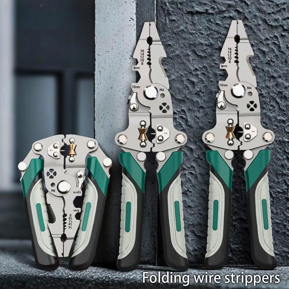 Foldable Wire Stripper, Pulley Design Multi-function Electrician Wire Splitter W