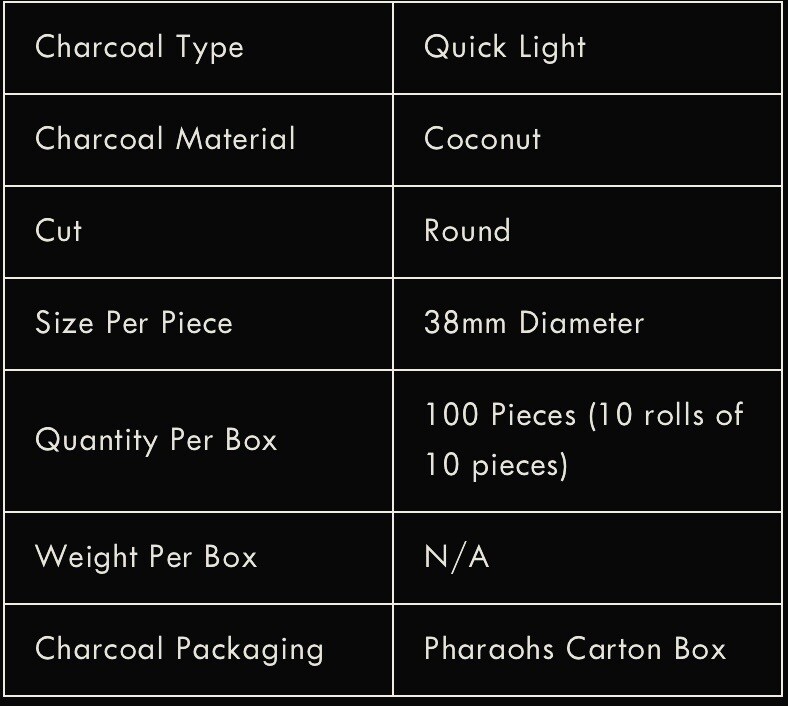 3 Packs Pharaoh’s COCONUT RING QUICK LIGHT CHARCOAL - 38MM 300pcs