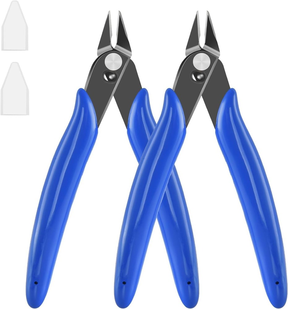 5 Inch Micro Flush Cutter, 2 Pack Small Wire Cutters Spring 5 inches, Blue
