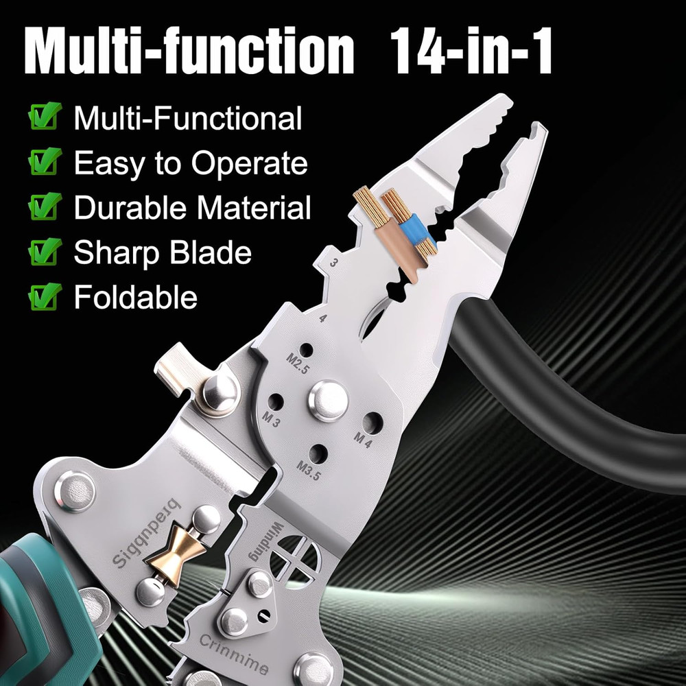 Multi-Function Foldable Wire Stripper Voltage Tester Professional Foldable
