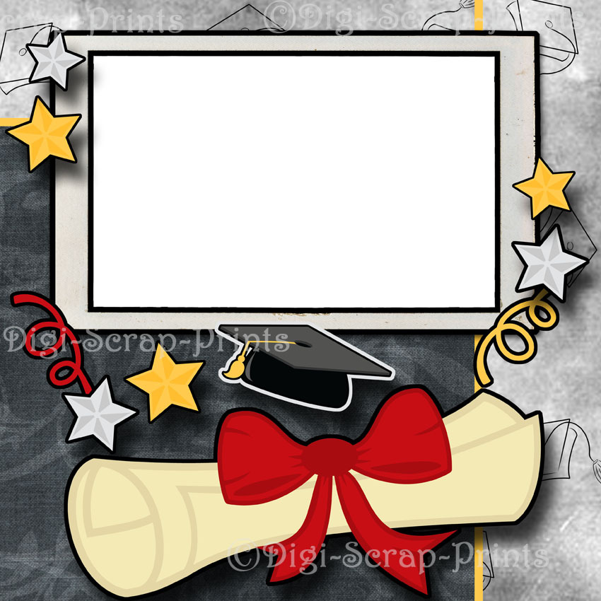 GRADUATION DAY 2 premade scrapbook pages paper piecing layout school ~ DIGISCRAP