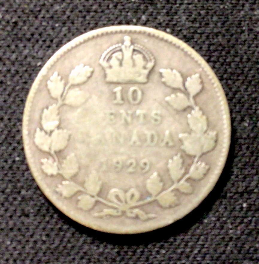 1929 Canada Silver! 10 Cents! ENN Coins