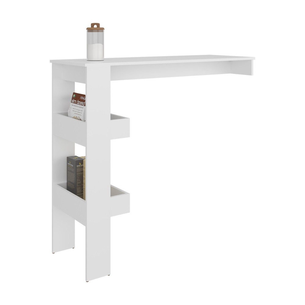 Bar Table 43.1" H, 3 Shelves, White - Kitchen