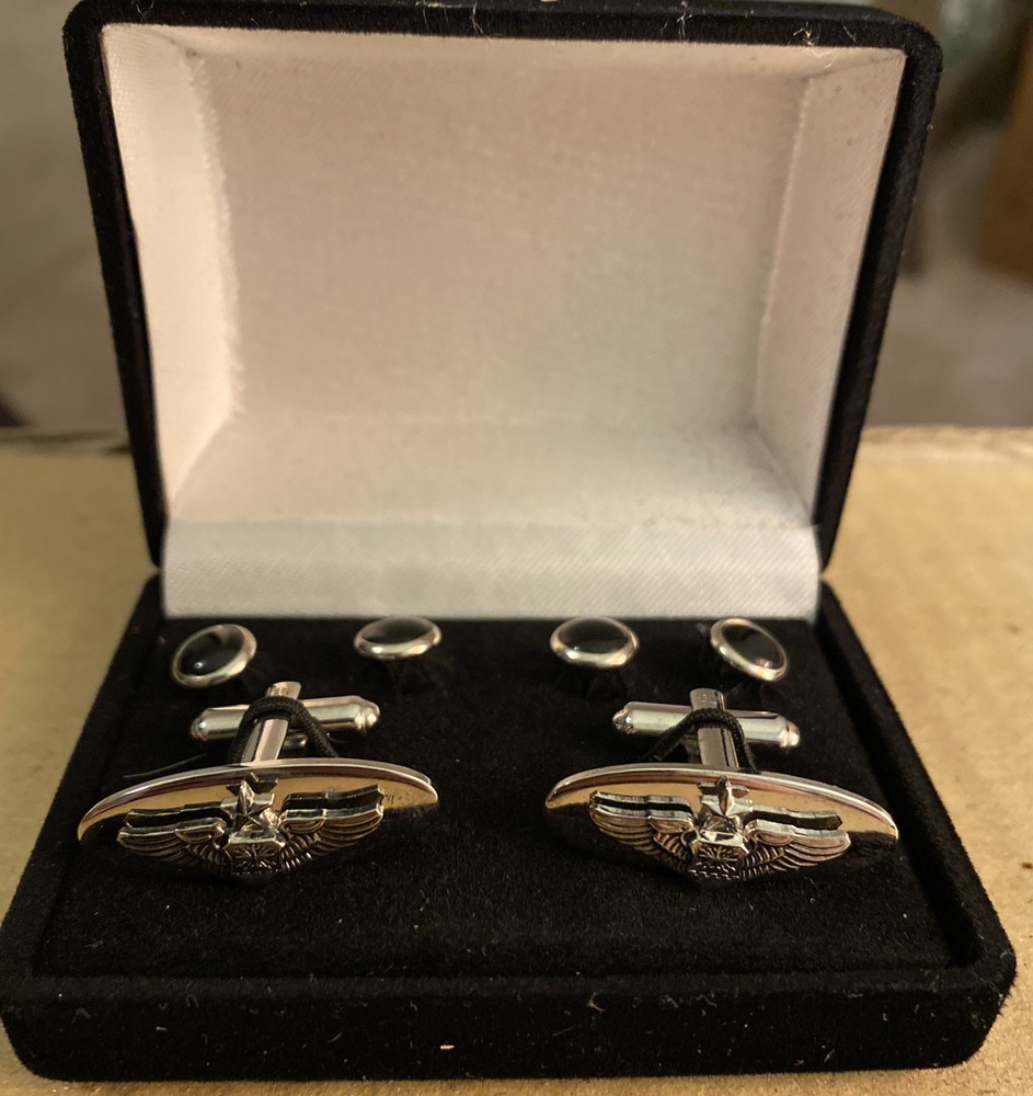 USAF Air Force Senior Navigator Wings Cufflinks Studs Set New