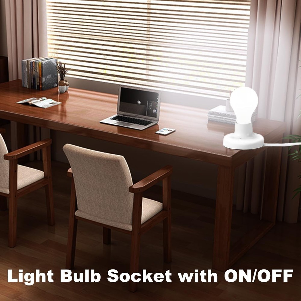 15FT Light Bulb Base with Cord E26/E27 Light Socket with On/Off Switch, 110V-250