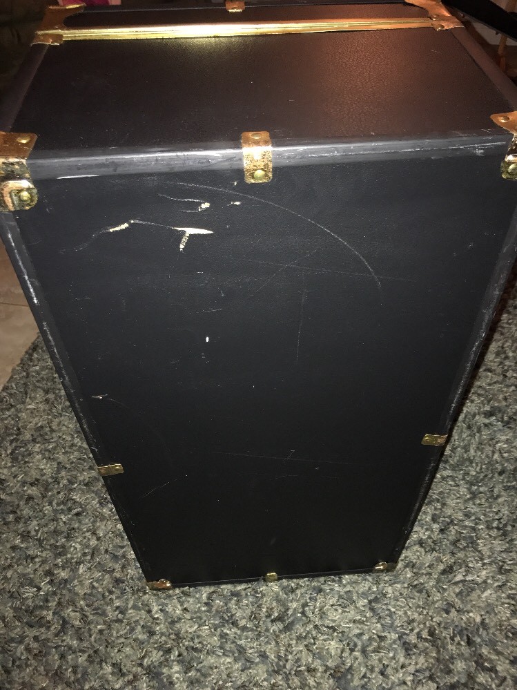 Vintage Seward Black Steamer Trunk