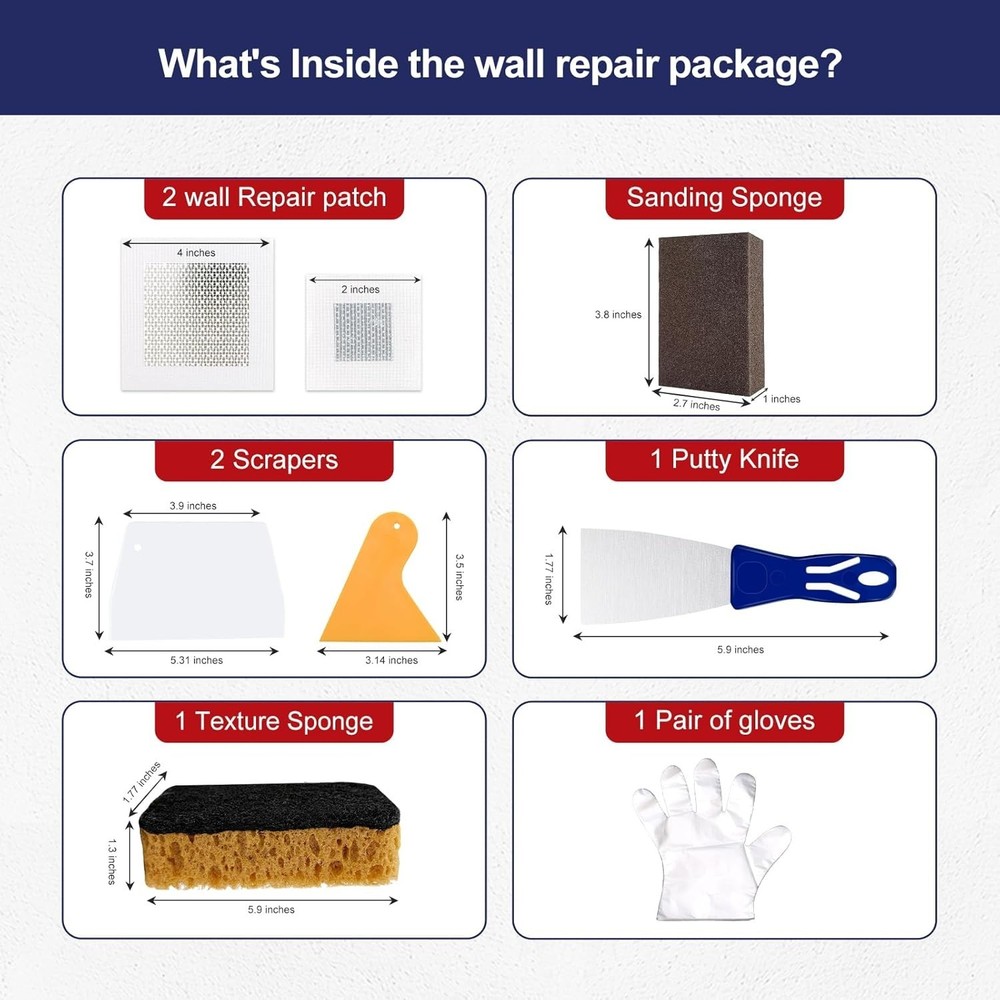 DIY-friendly 17.2oz Drywall Repair Kit with Patching Tool Set & User Guide