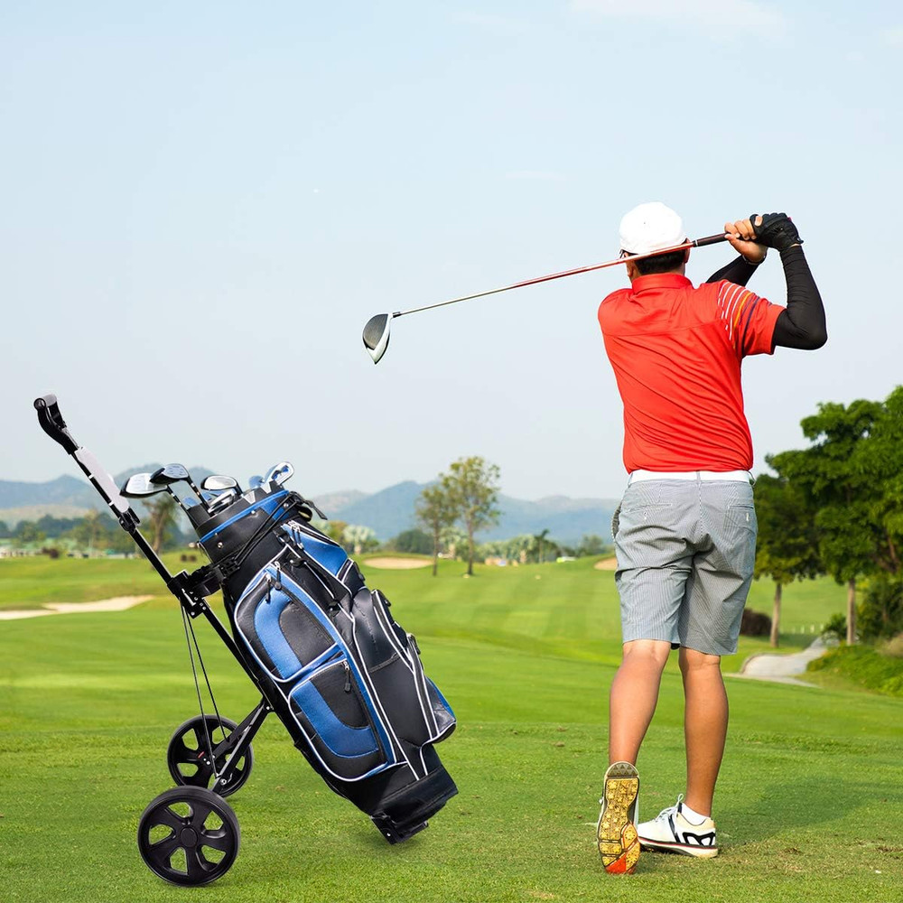 Golf Push Pull Cart, Lightweight Foldable 2 Wheels Push Pull Golf Cart Trolley,