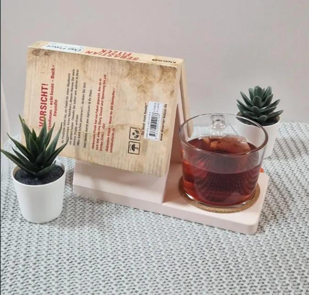 Triangle Book Nook with Coaster: Bedside Table Organizer