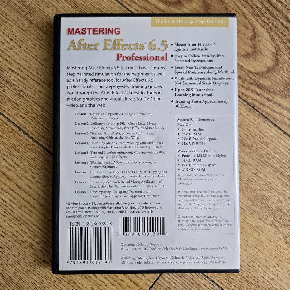 Mastering After Effects 6.5 Professional (CD-ROM 2004) WINDOWS XP, MacOs, LINUX