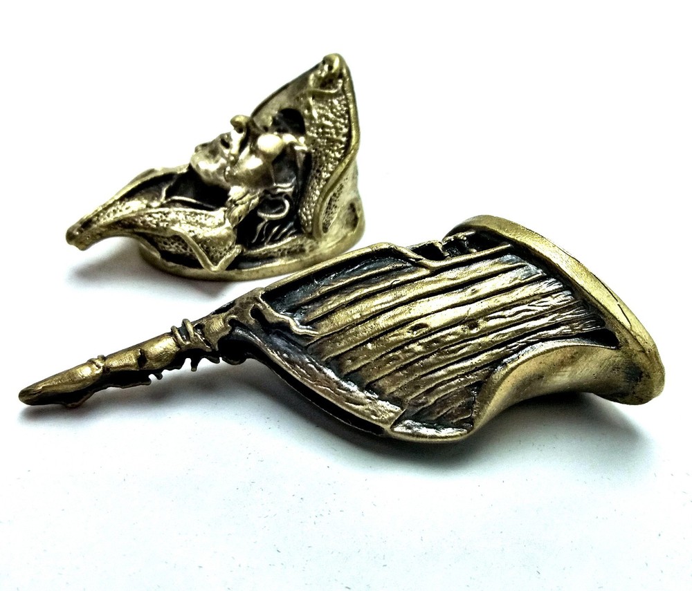 SET PIRATE SOLID BRONZE FINGER GUARD BOLSTER & POMMEL CUSTOM KNIFE MAKING