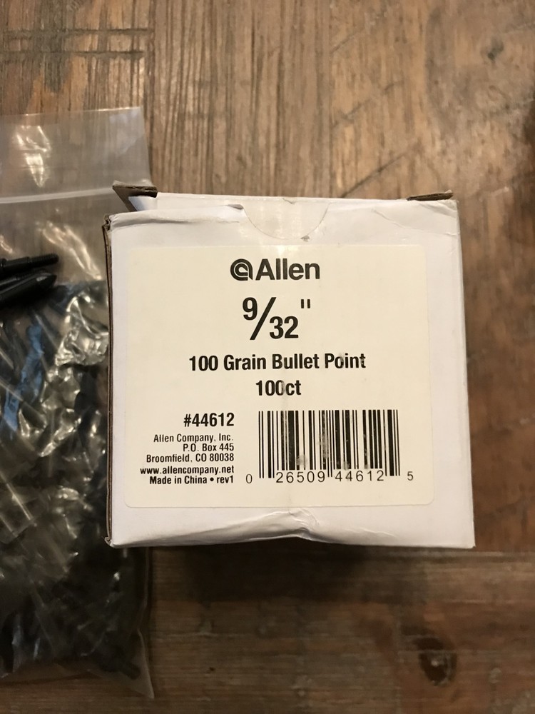 100 Count Pack ALLEN BULLET POINTS 9/32 Diameter 100 Grain