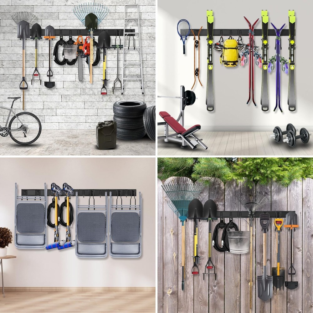 Tool Storage Rack Wall Mount, 64 Inch Adjustable Garden Tool Organizer, Heavy...