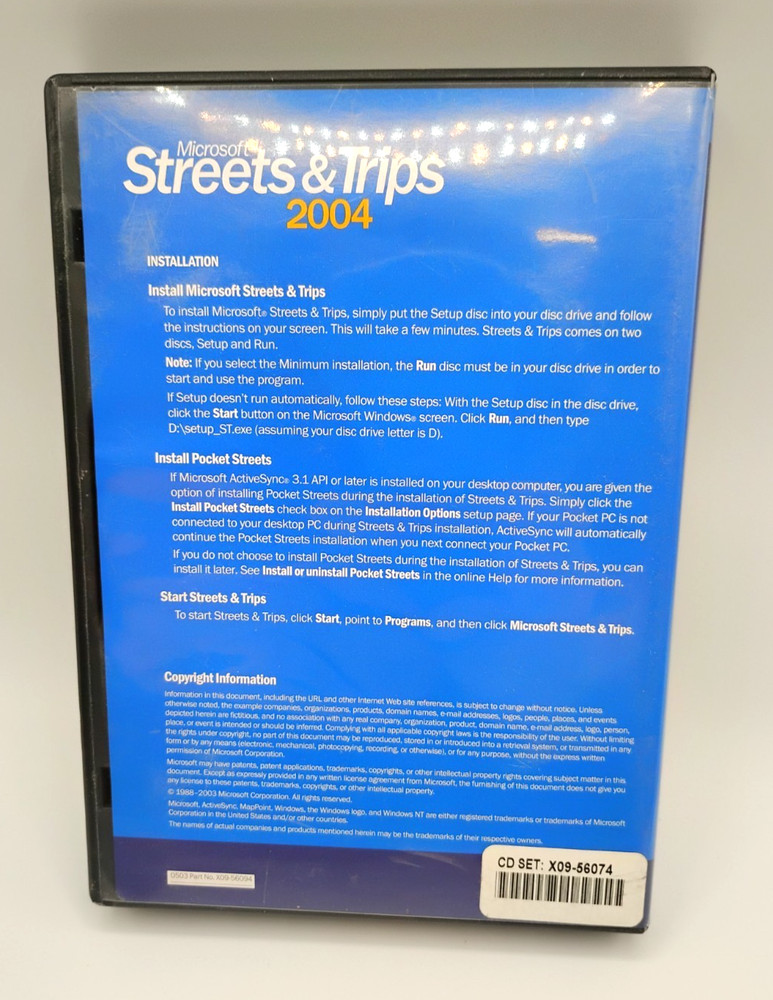 Microsoft Streets & Trips 2004 (2 CDs + Booklet) Software CD Set